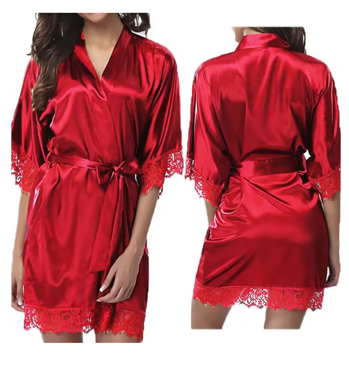 Robe Silk Women - Sexy Wedding Dressing Gown Women Short