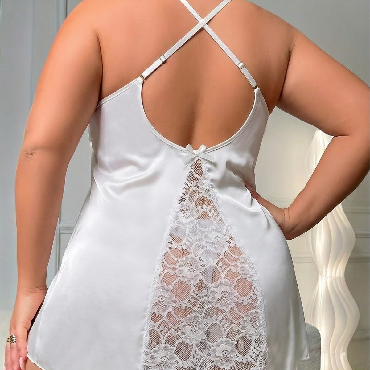Women's Plus Size White Satin  – обзор и цена Slip Dress Satin