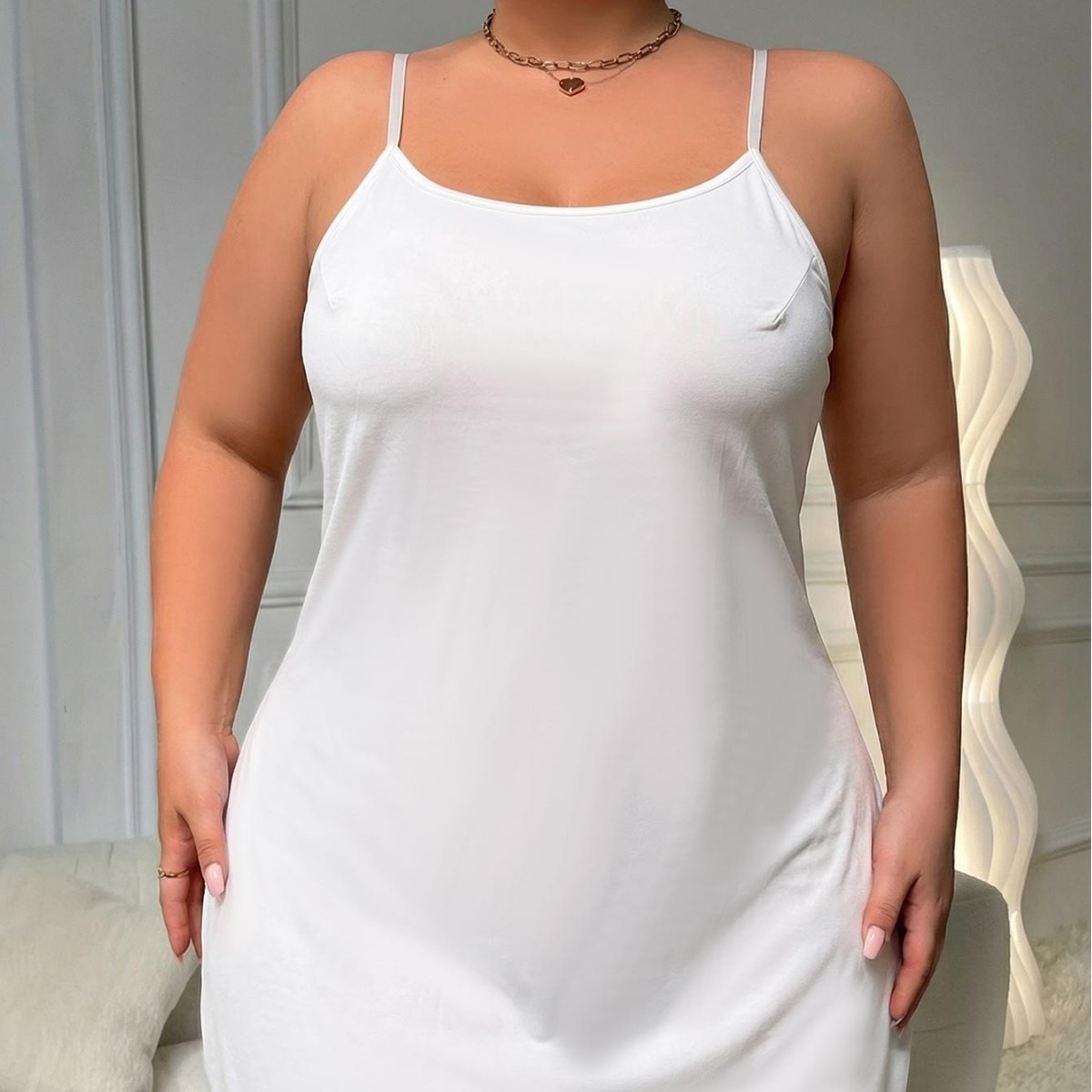 Women's Plus Size White Satin  – обзор и цена Slip Dress Satin