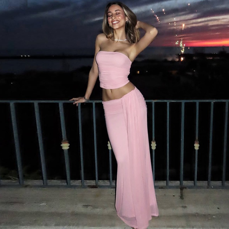 Tuularose Pink Long Dress 2-Pi – обзор и цена Strapless Bra Backless