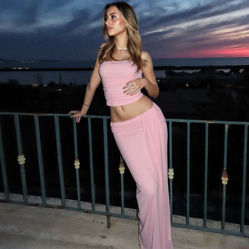 Tuularose Pink Long Dress 2-Pi – обзор и цена Strapless Bra Backless