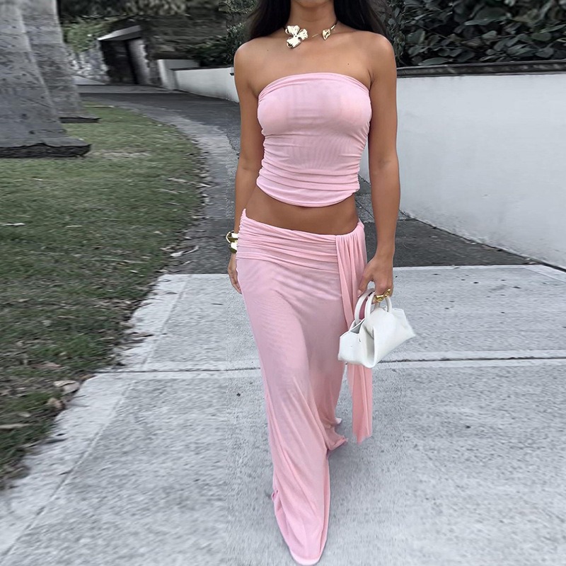 Tuularose Pink Long Dress 2-Pi – обзор и цена Strapless Bra Backless