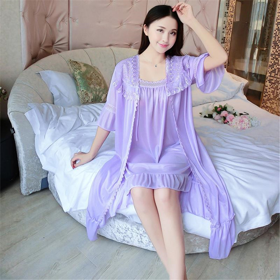 2024 Sexy V Neck Nightdress Sl – обзор и цена Robe Silk Women