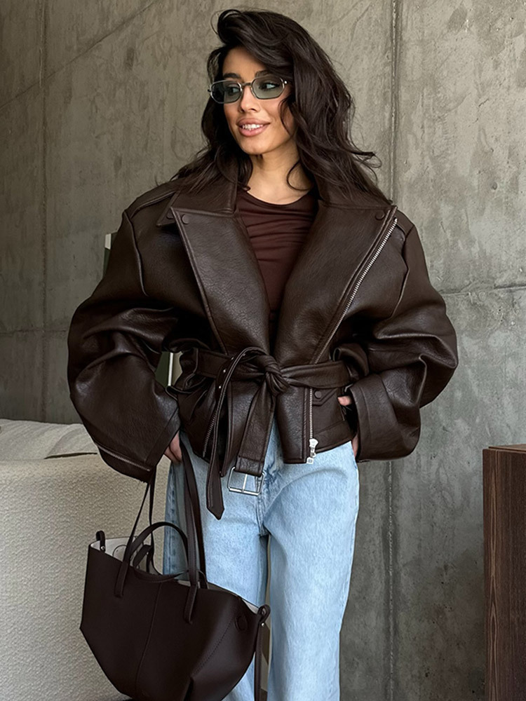 With Belt Leather Jacket Coat  – обзор и цена Corset Waist Cinch