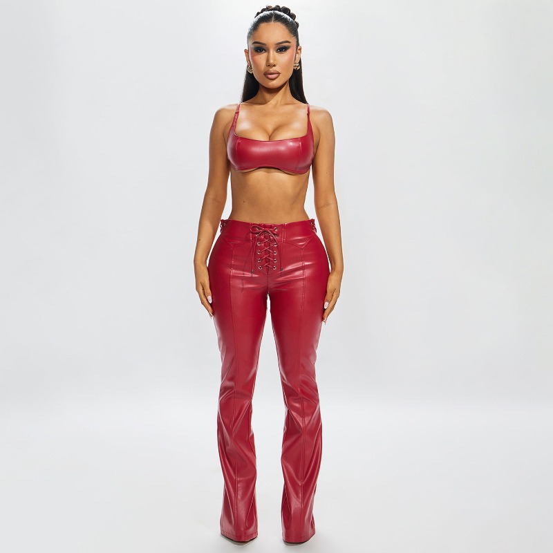 Women Fashion PU Leather 2 Pie – обзор и цена Cami Top Lace