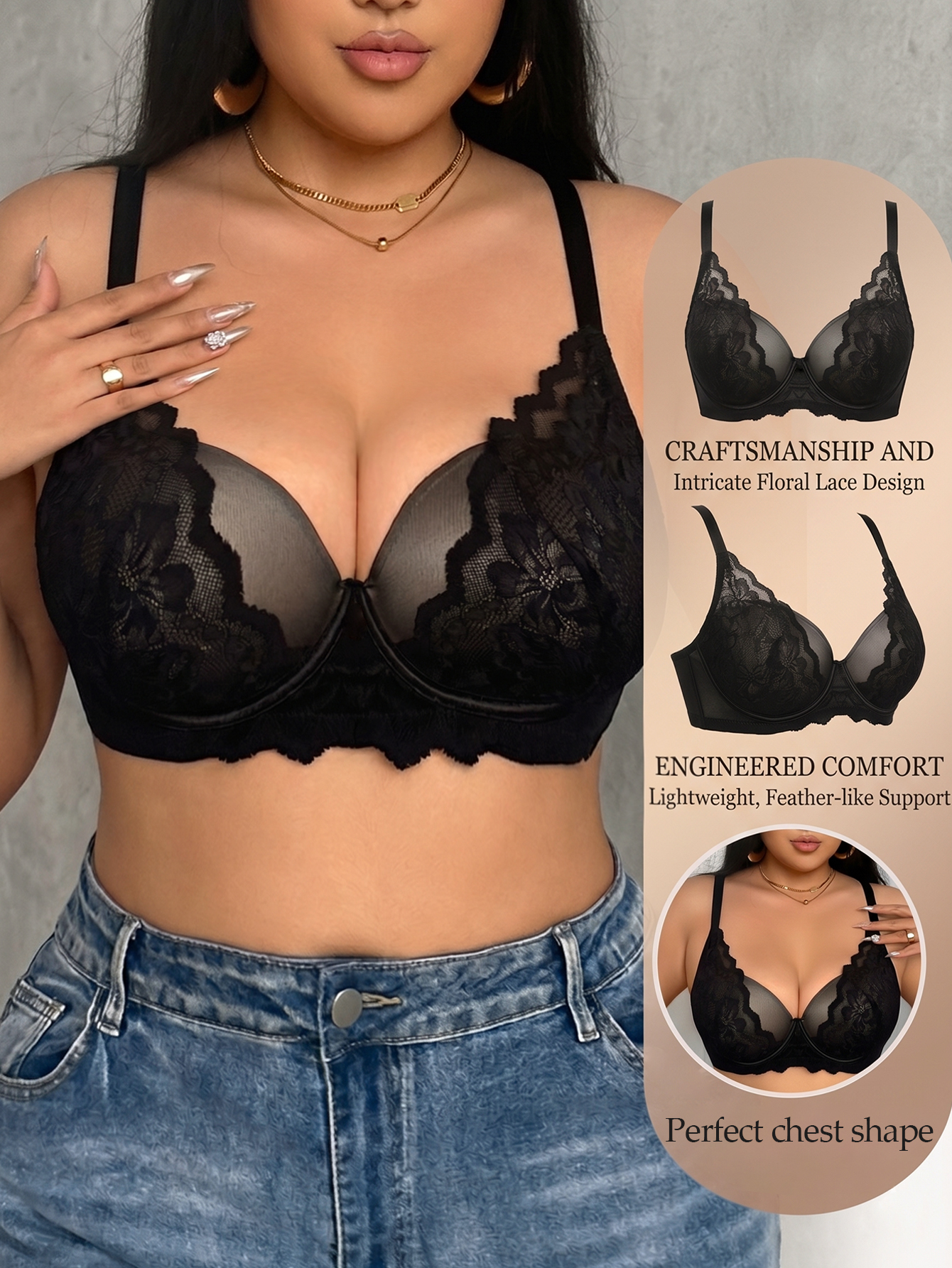 Wide Strap Plus Size Women Bra – обзор и цена Push Up Bra Padded