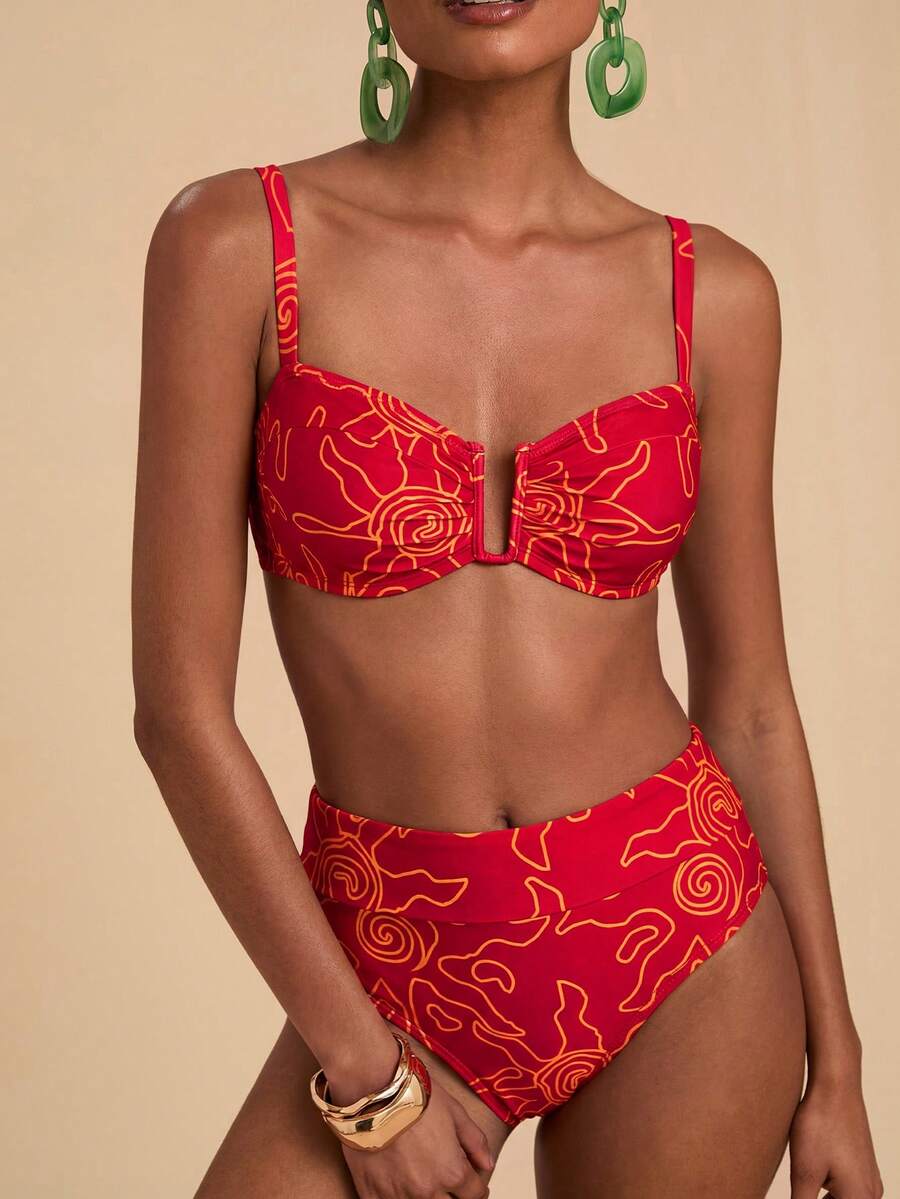 Floral Parrot Print High Waist – обзор и цена Thong Bikini Women