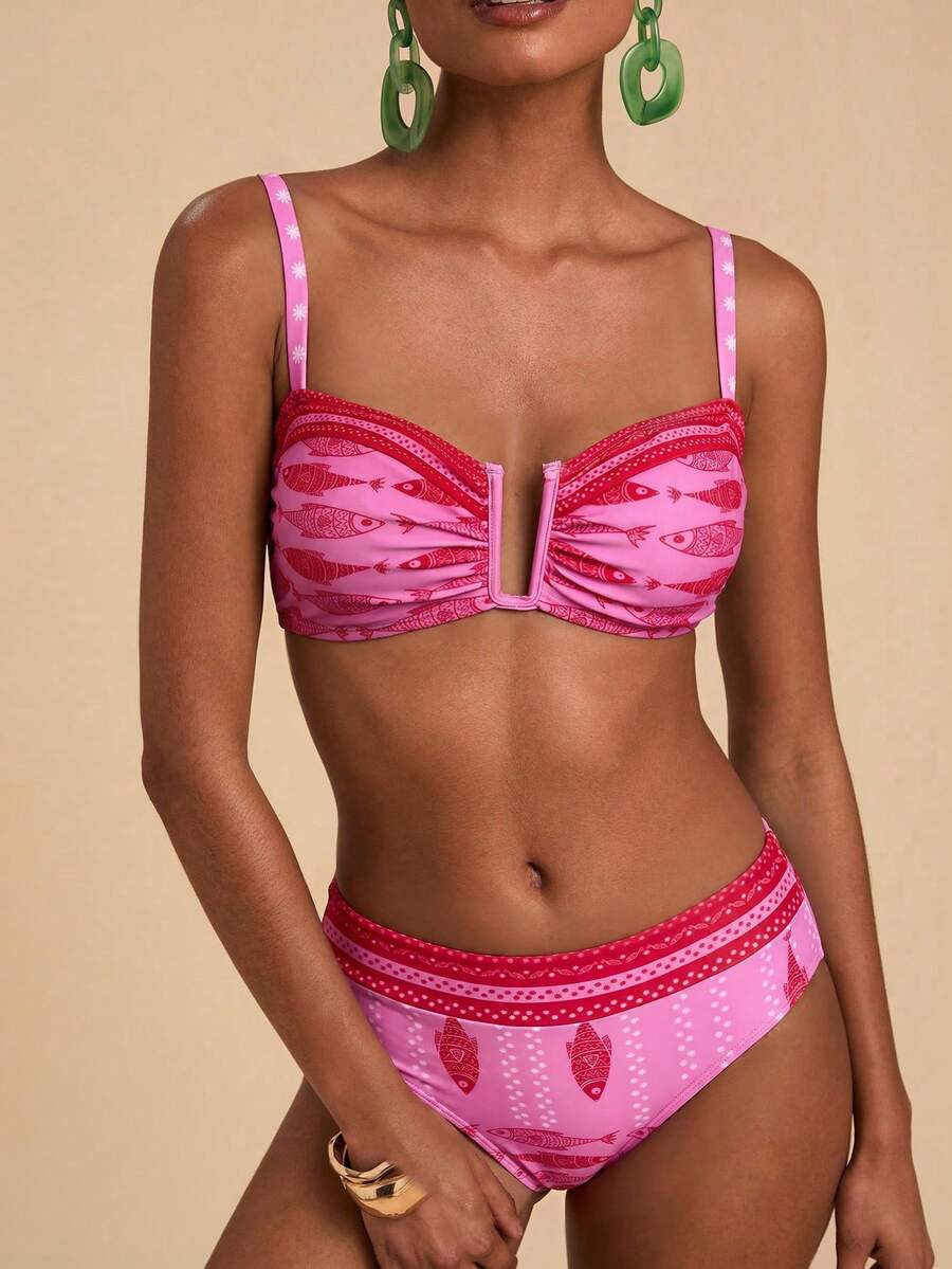 Floral Parrot Print High Waist – обзор и цена Thong Bikini Women