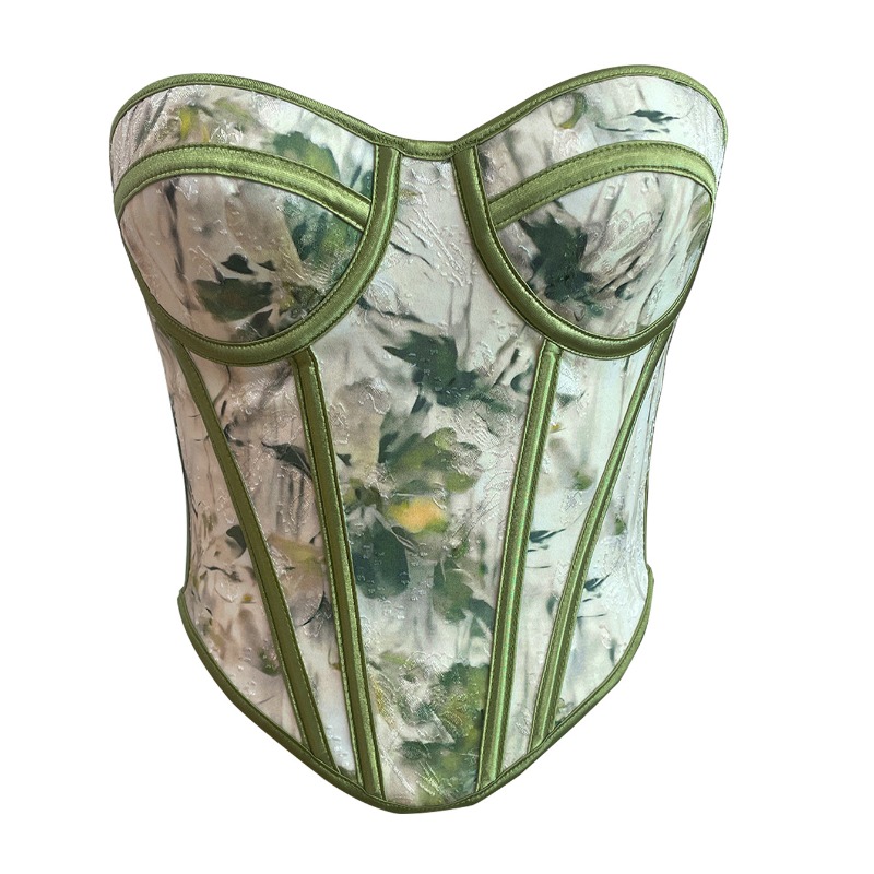 Vintage Green Floral Corset To – обзор и цена Strapless Bra Backless