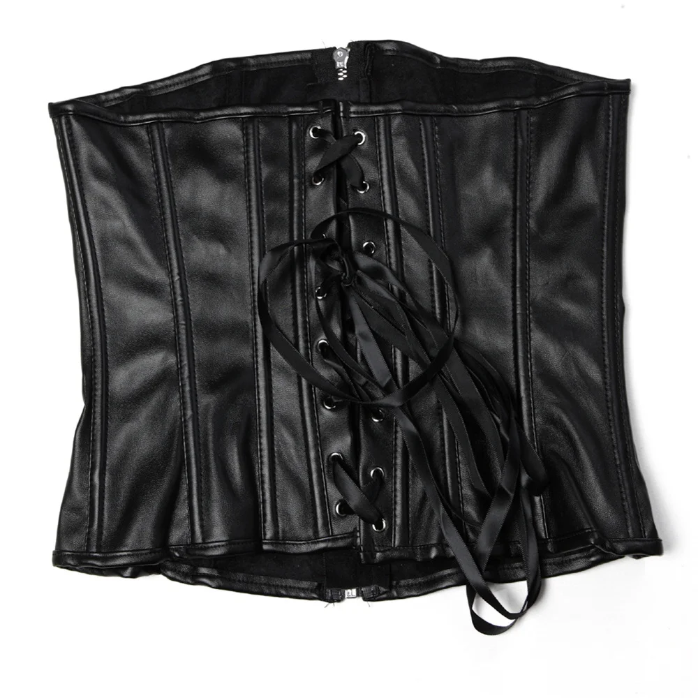 Black Short Zipper PU Faux Lea – обзор и цена Corset Waist Cinch