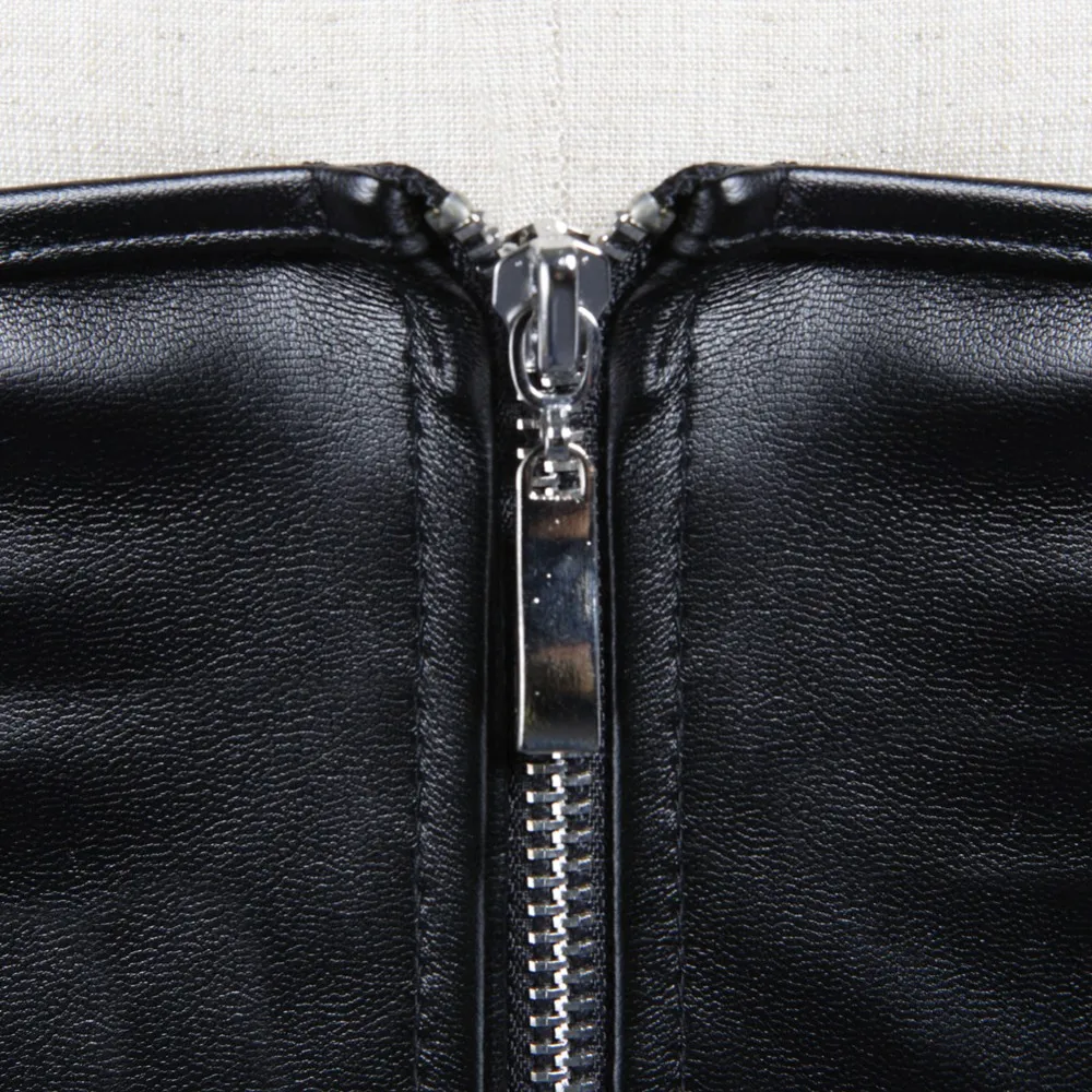 Black Short Zipper PU Faux Lea – обзор и цена Corset Waist Cinch