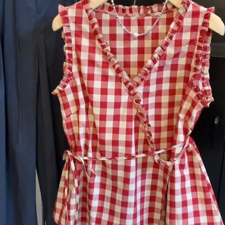 Retro Red Plaid Sleeveless Ves – обзор и цена Corset Waist Cinch