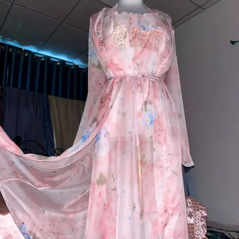 Pink Silk Printed See Through  – обзор и цена Robe Silk Women