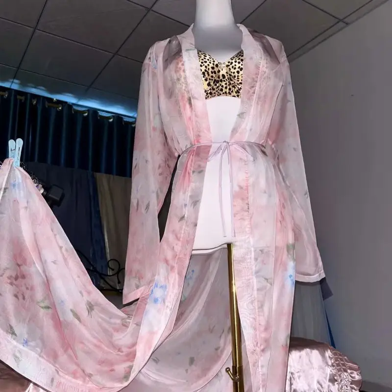 Pink Silk Printed See Through  – обзор и цена Robe Silk Women