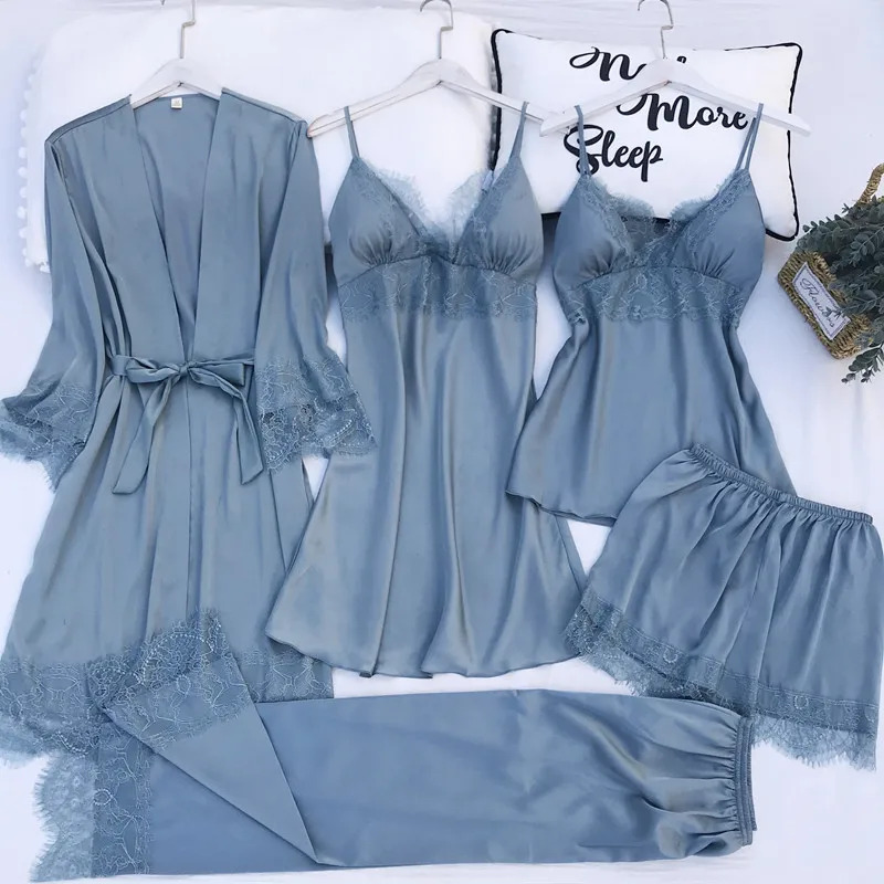 Pajamas Set Silk Satin Womens  – обзор и цена Robe Silk Women