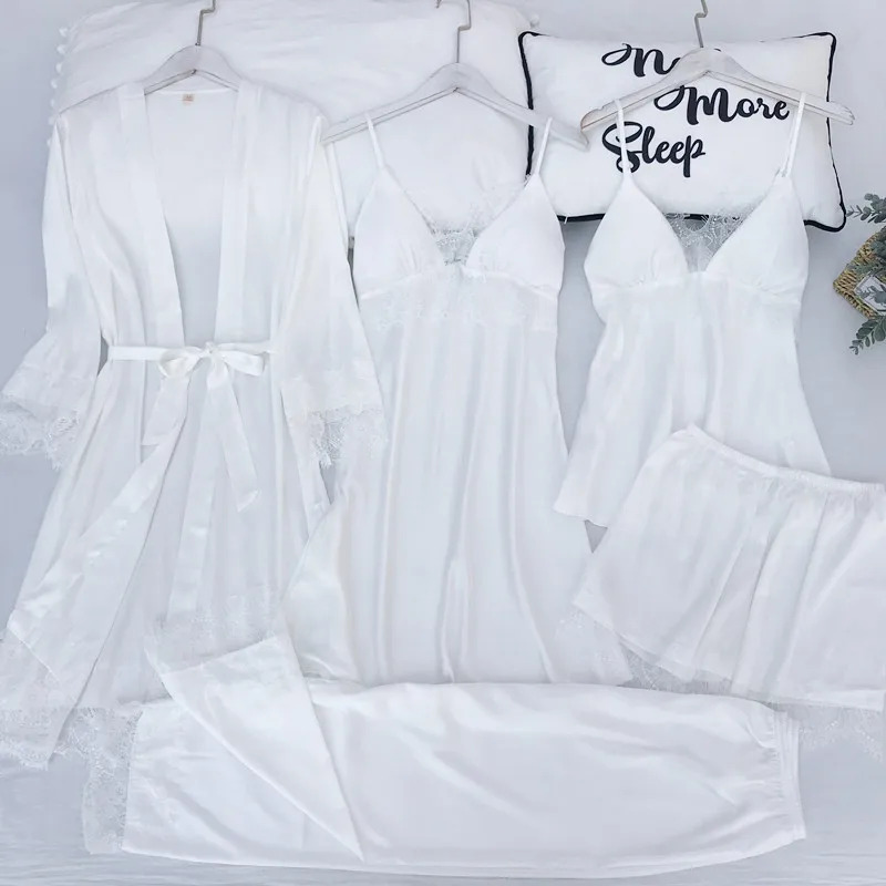 Pajamas Set Silk Satin Womens  – обзор и цена Robe Silk Women