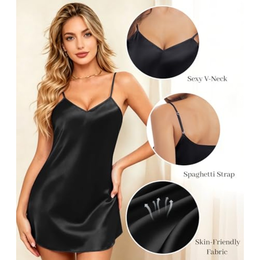 ETOSELL Womens Satin Nightgown – обзор и цена Babydoll Chemise Night